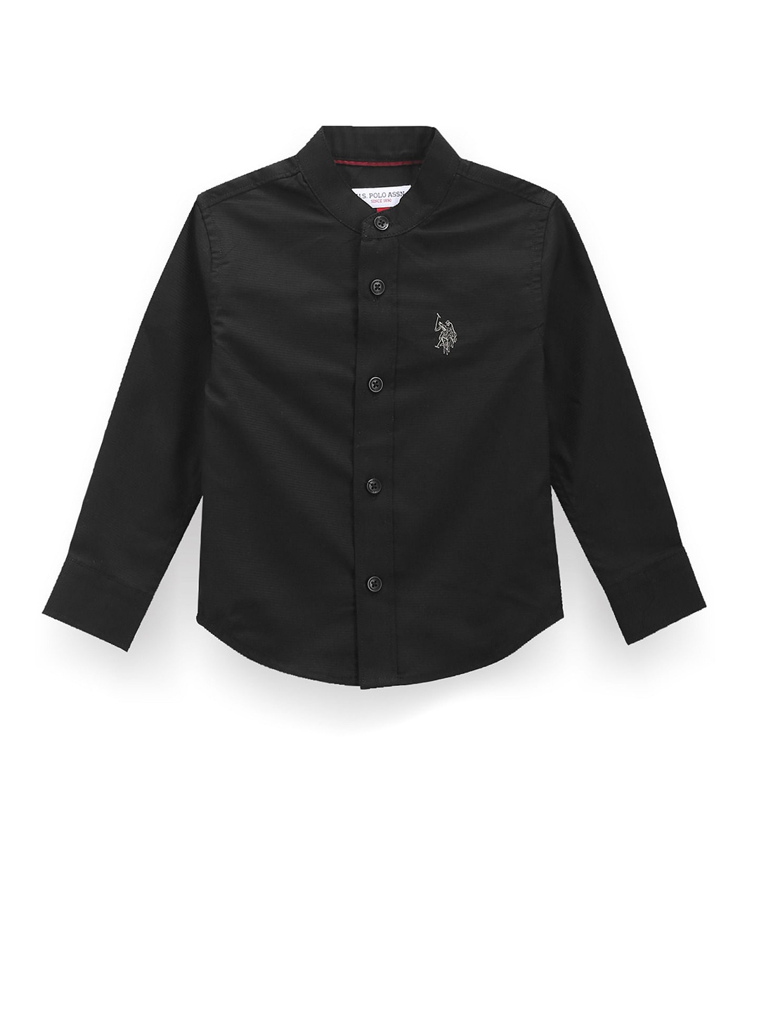 

U.S. Polo Assn. Kids Boys Band Collar Pure Cotton Classic Fit Casual Shirt, Black