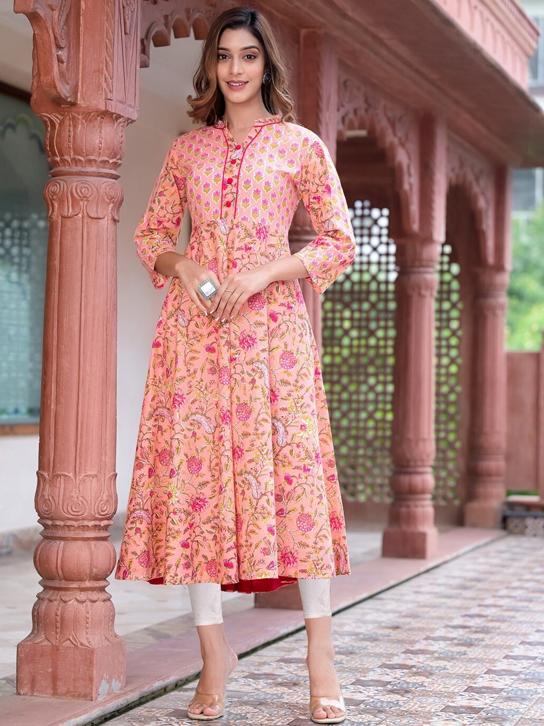 

KALINI Floral Printed Anarkali Kurta, Pink