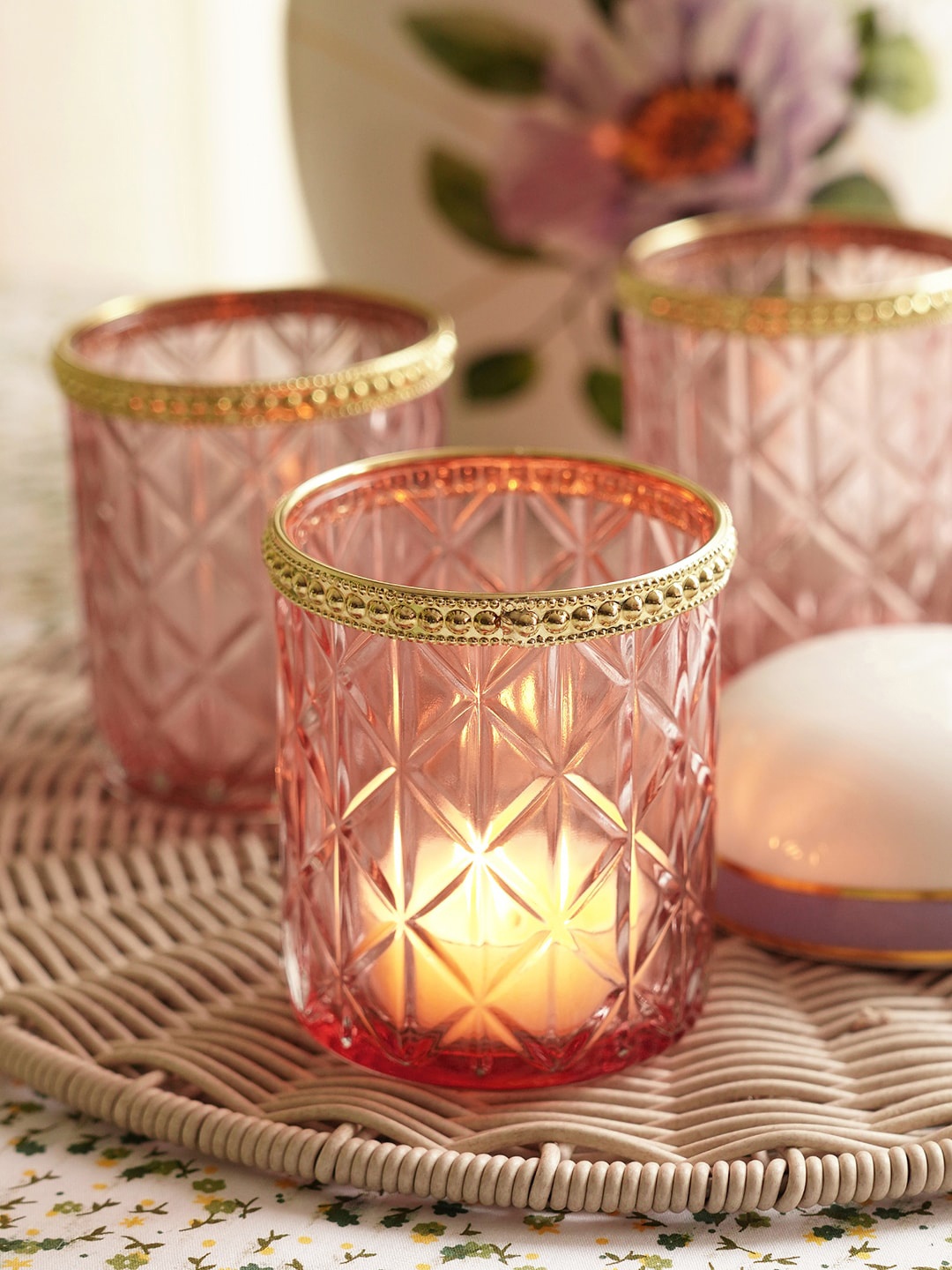 

Pure Home and Living Unisex Pink Candle Holders