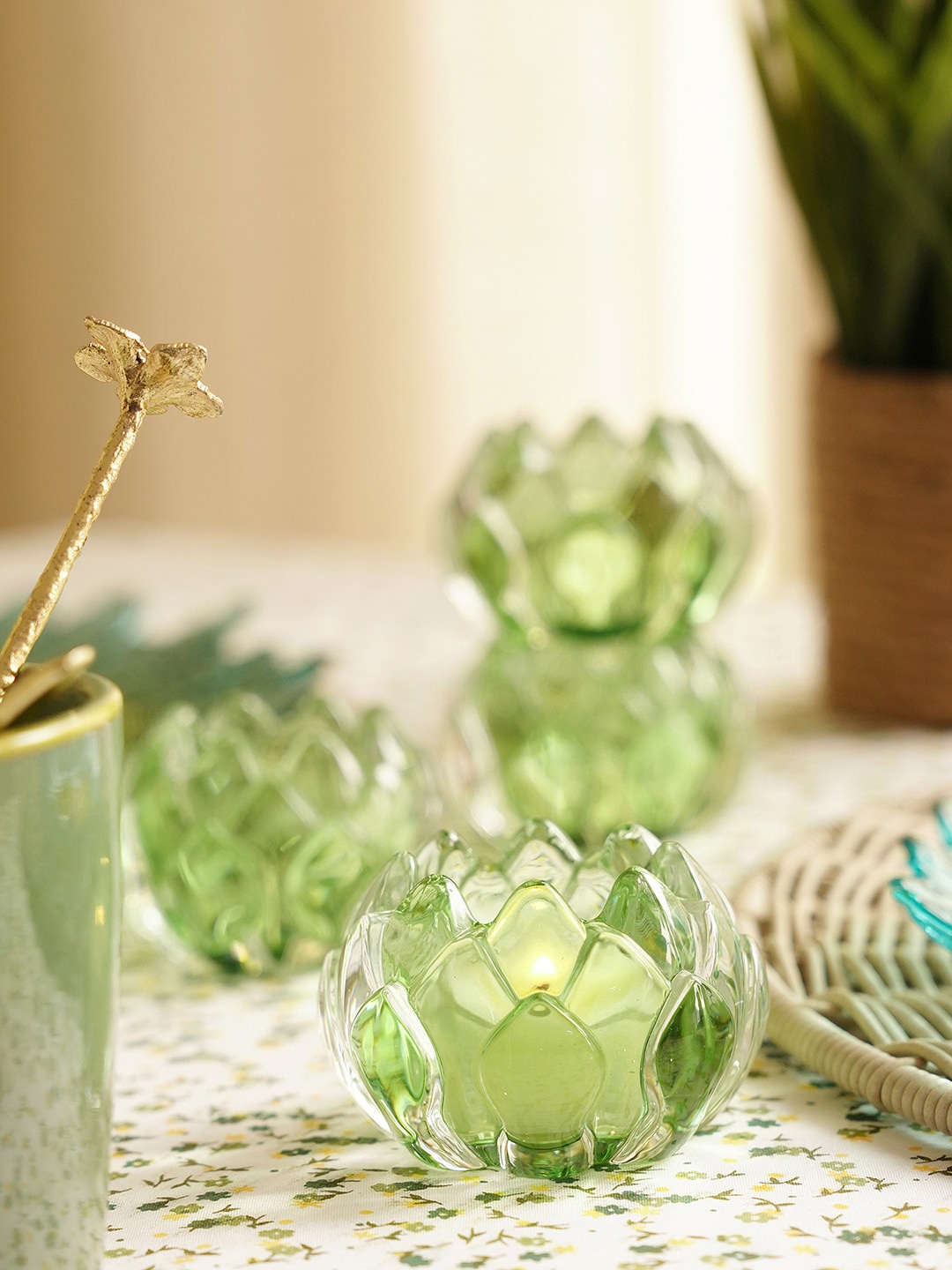 

Pure Home and Living Unisex Green Candle Holders