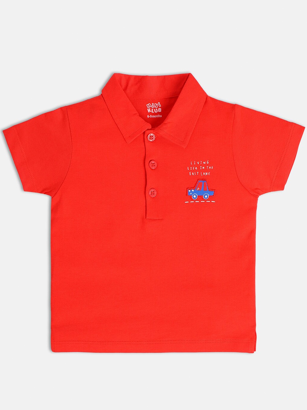 

MINI KLUB Infants Typography Printed Polo Collar Cotton Casual T-shirt, Red