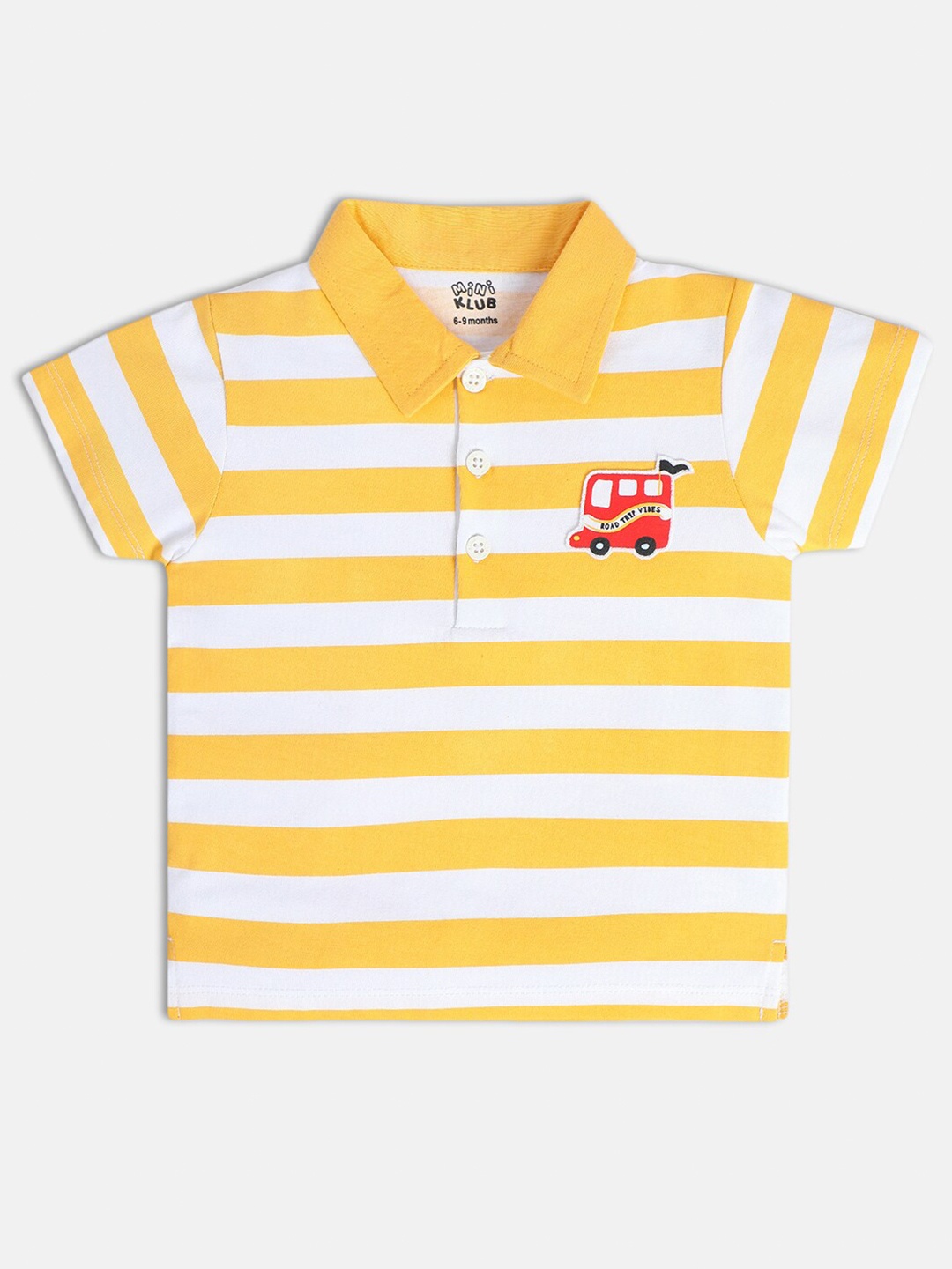 

MINI KLUB Infants Striped Polo Collar Cotton Casual T-shirt, Yellow