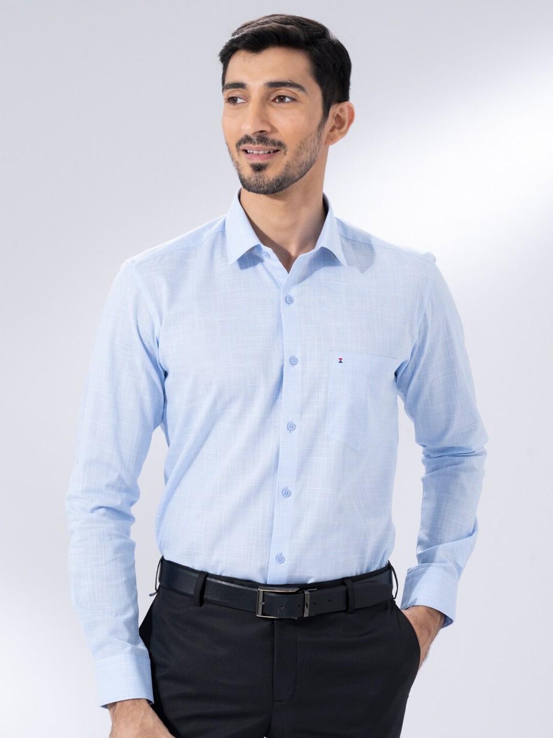 

Sero Spread Collar Long Sleeves Smart Tailored Fit Cotton Formal Shirt, Blue