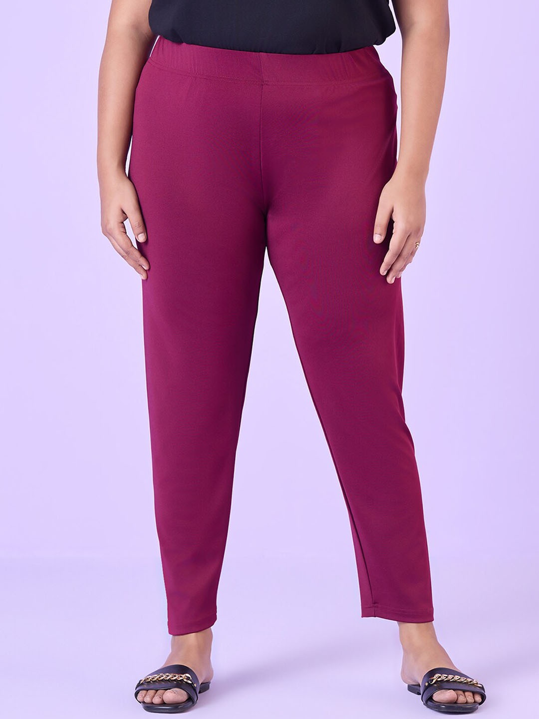 

Big Hello - The Plus Life Ankle Length Leggings, Maroon