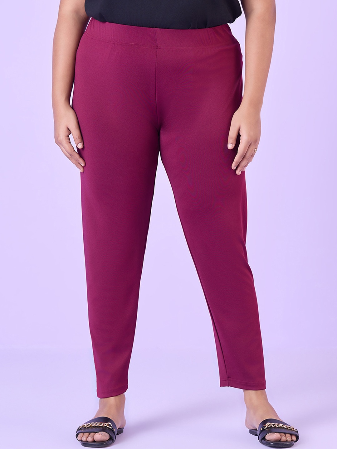 

Big Hello - The Plus Life Ankle Length Leggings, Maroon