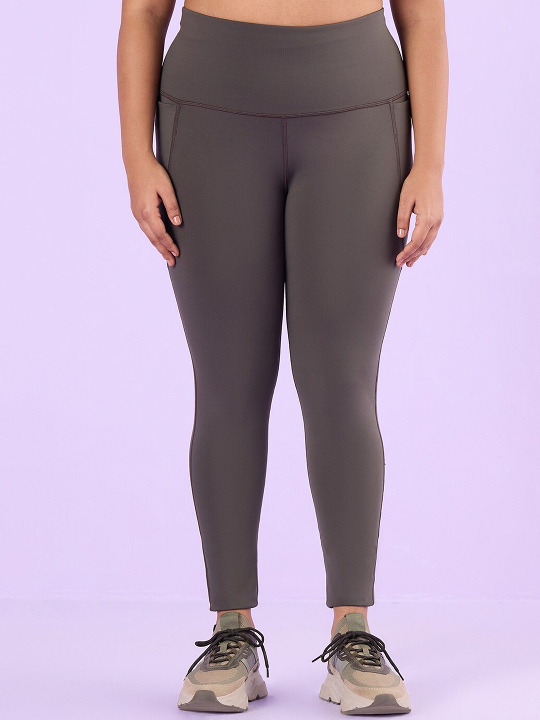 

Big Hello - The Plus Life Women Slim-Fit Ankle-Length Tights, Grey