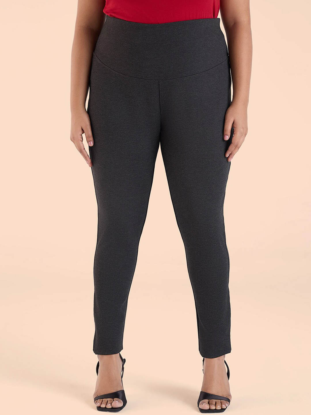 

Big Hello - The Plus Life Knitted Stretch Ankle-Length Leggings, Grey