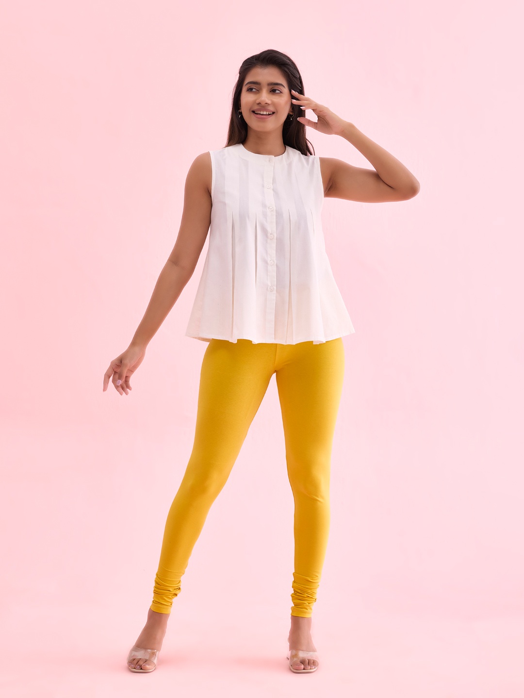 Go Colors Women Churidar-Length Leggings, Yellow
