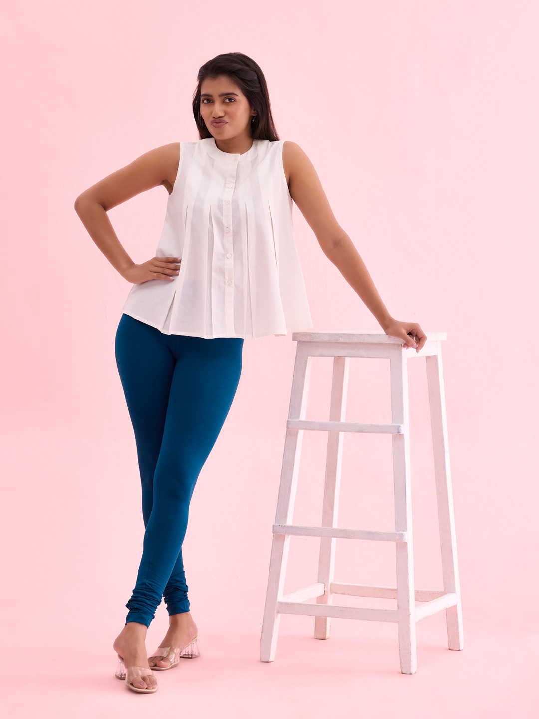 

Go Colors Cotton Churidar-Length Leggings, Turquoise blue