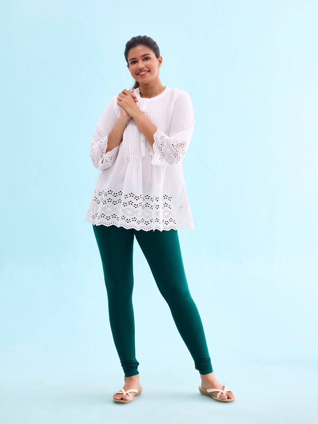 Go Colors Churidar-Length Leggings, Green