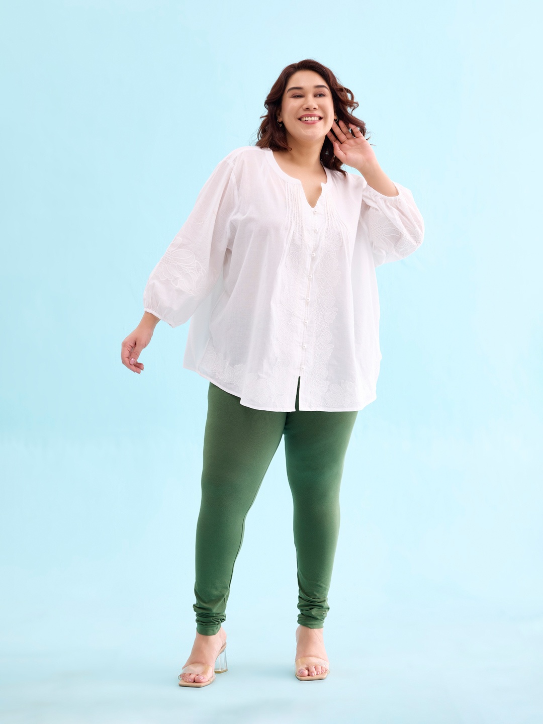

Go Colors Churidar-Length Leggings, Green