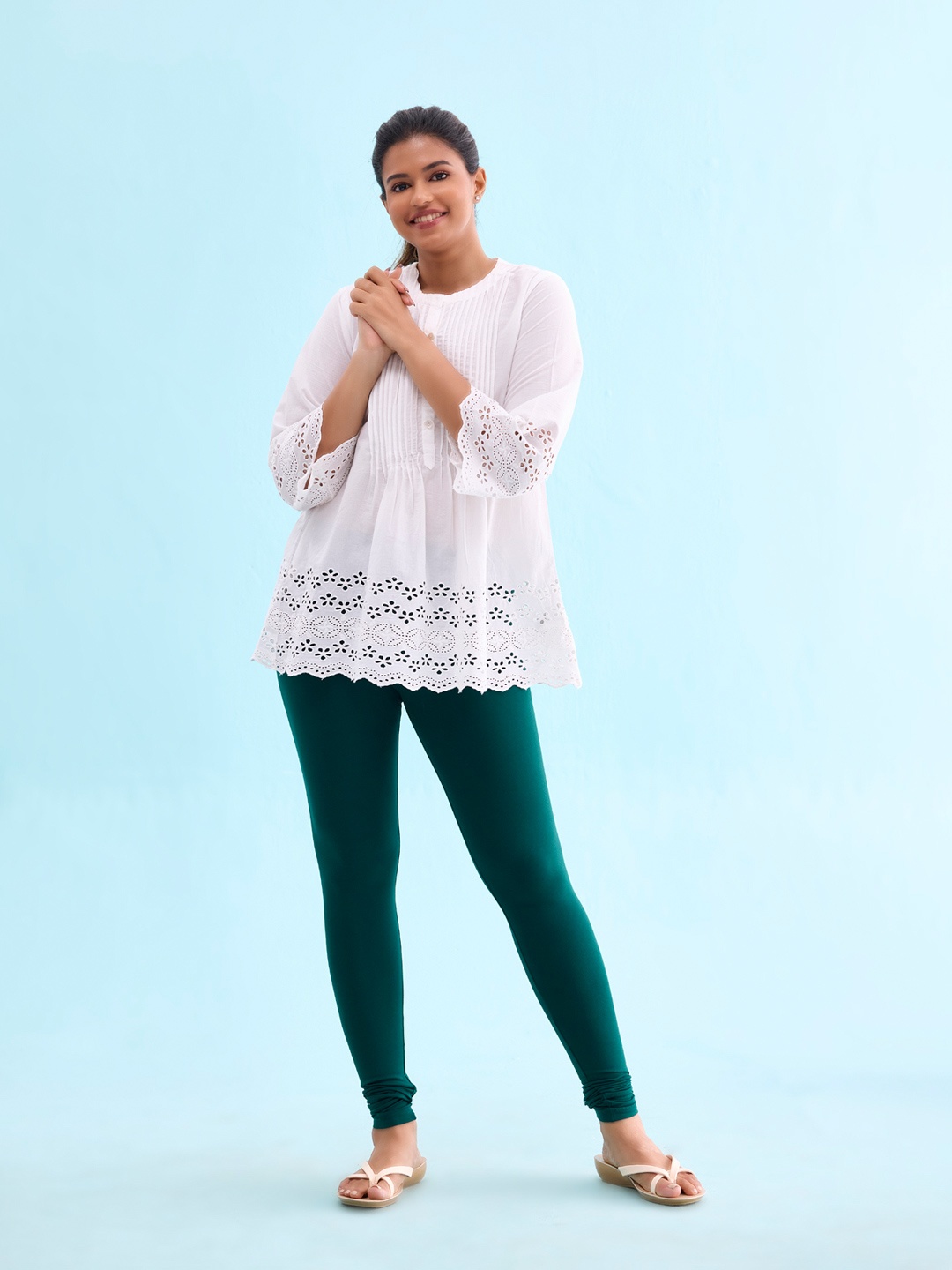 

Go Colors Cotton Churidar-Length Leggings, Green