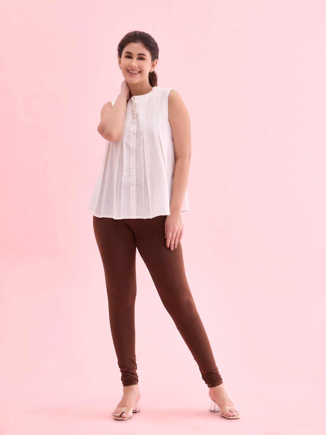 

Go Colors Churidar-Length Leggings, Brown
