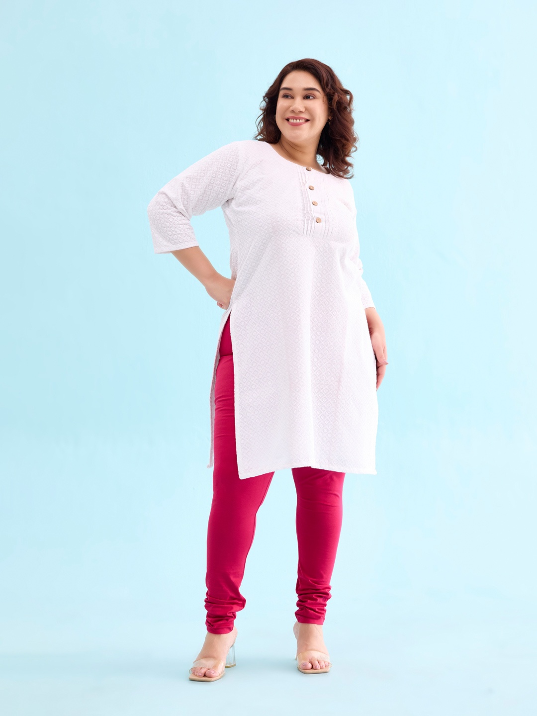 

Go Colors Cotton Churidar-Length Leggings, Fuchsia