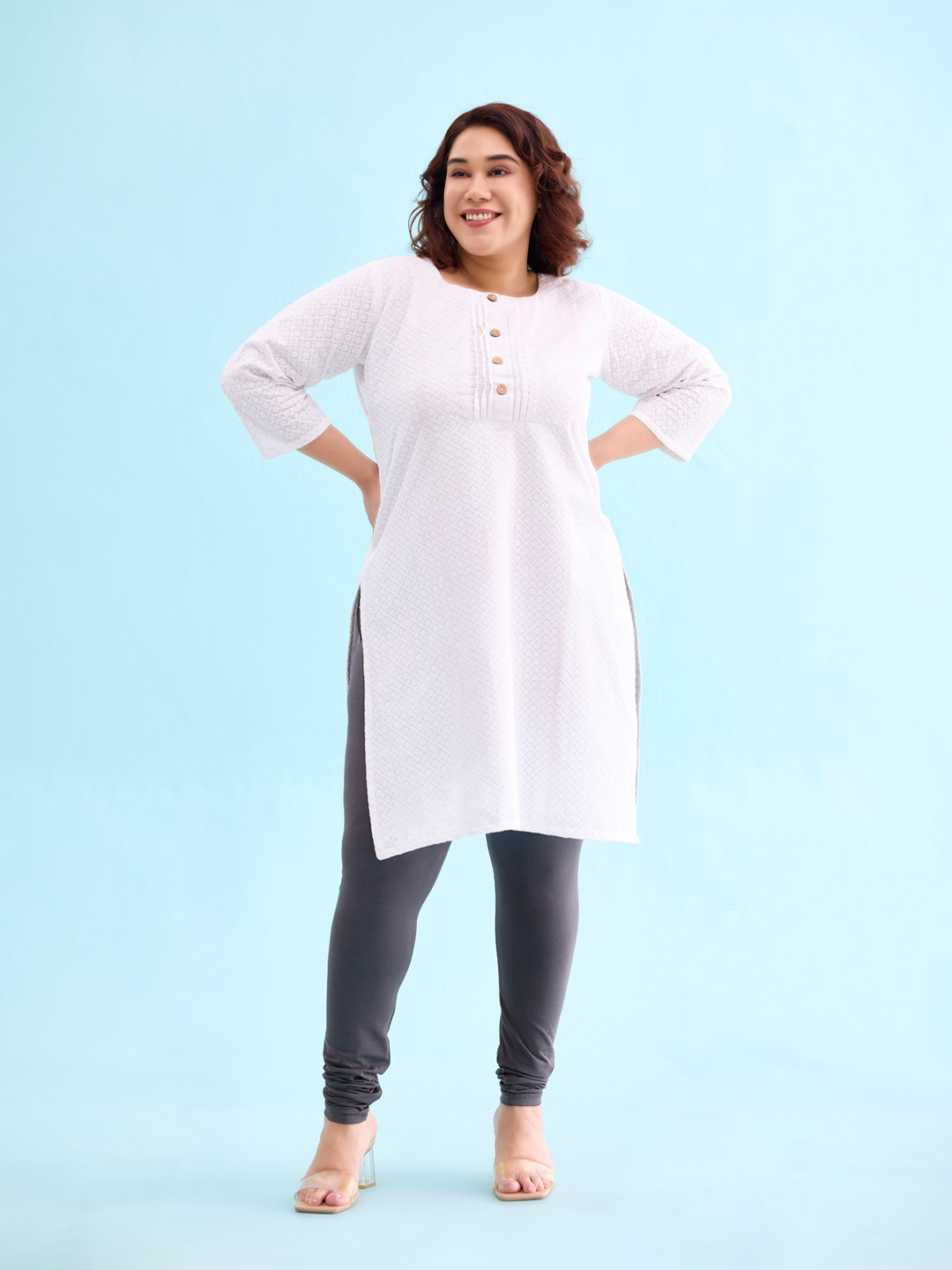

Go Colors Cotton Churidar-Length Leggings, Grey
