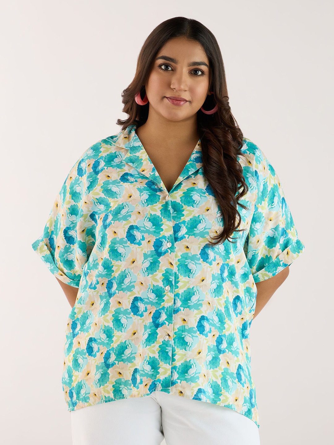 

Big Hello - The Plus Life Floral Printed Casual Shirt, Red