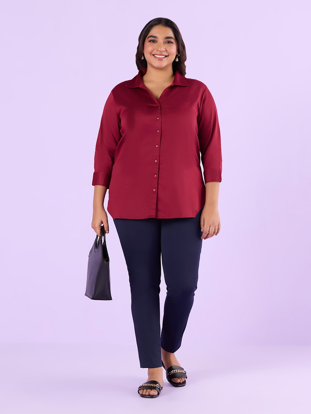 

Big Hello - The Plus Life Regular Fit Cotton Casual Shirt, Red