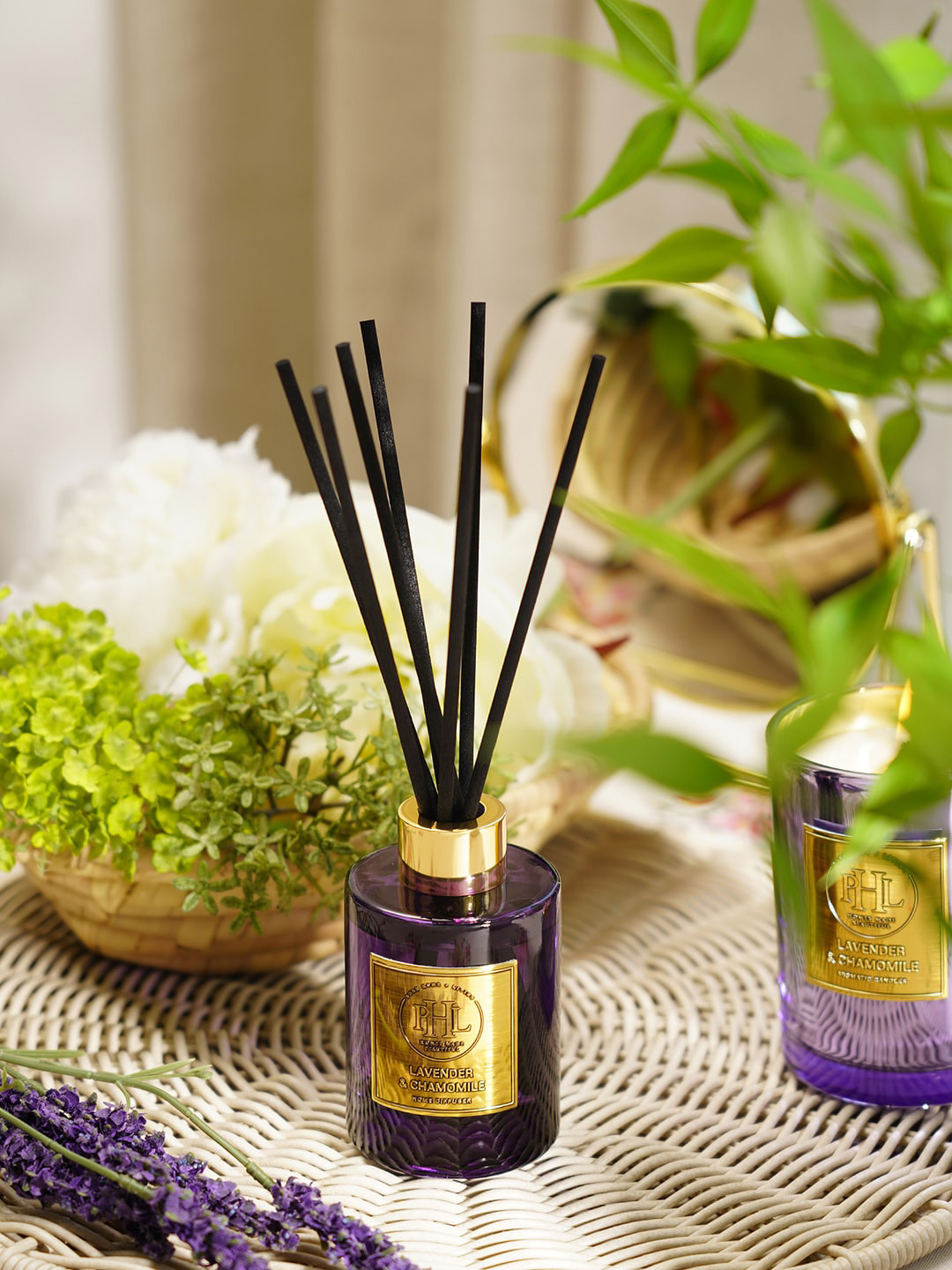 

Pure Home and Living Lavender and Chamomile Scented Reed Diffuser, Purple