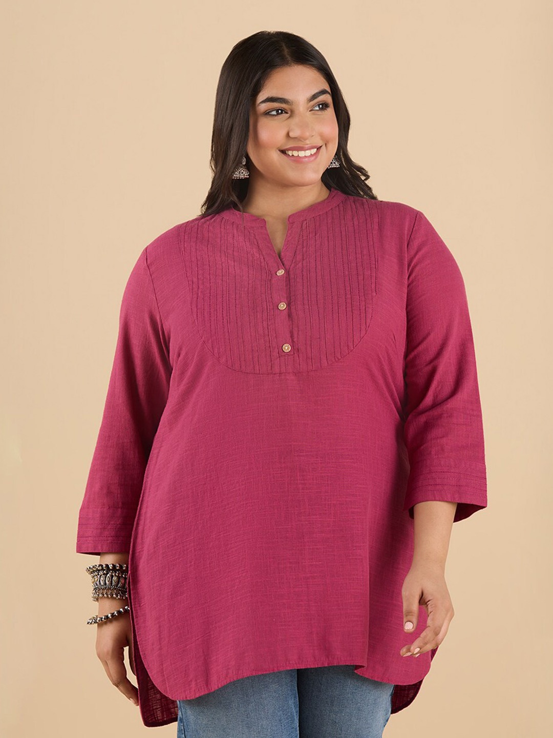 

Big Hello - The Plus Life Pure Cotton Kurti, Pink