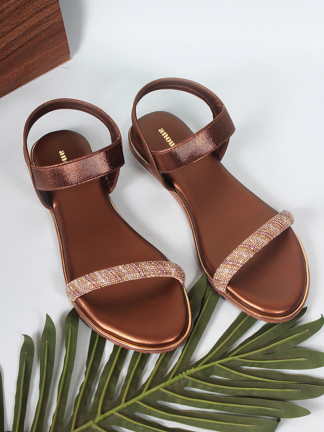 

Anouk Embellished Open Toe Flats, Copper