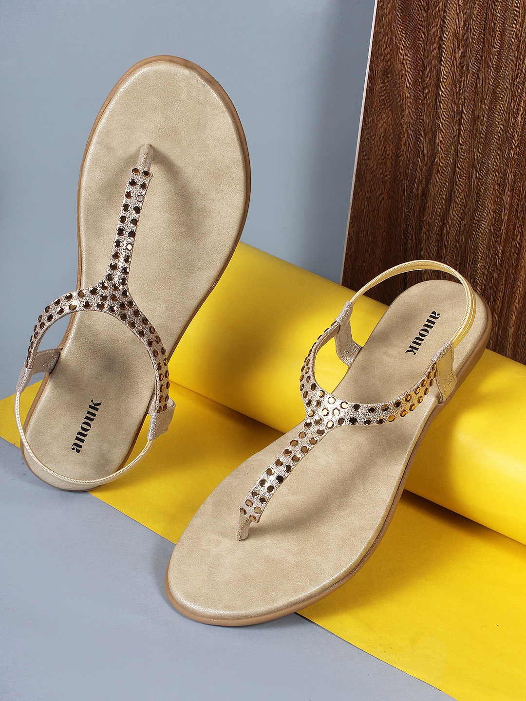 

Anouk Embellished Open Toe Flats, Gold