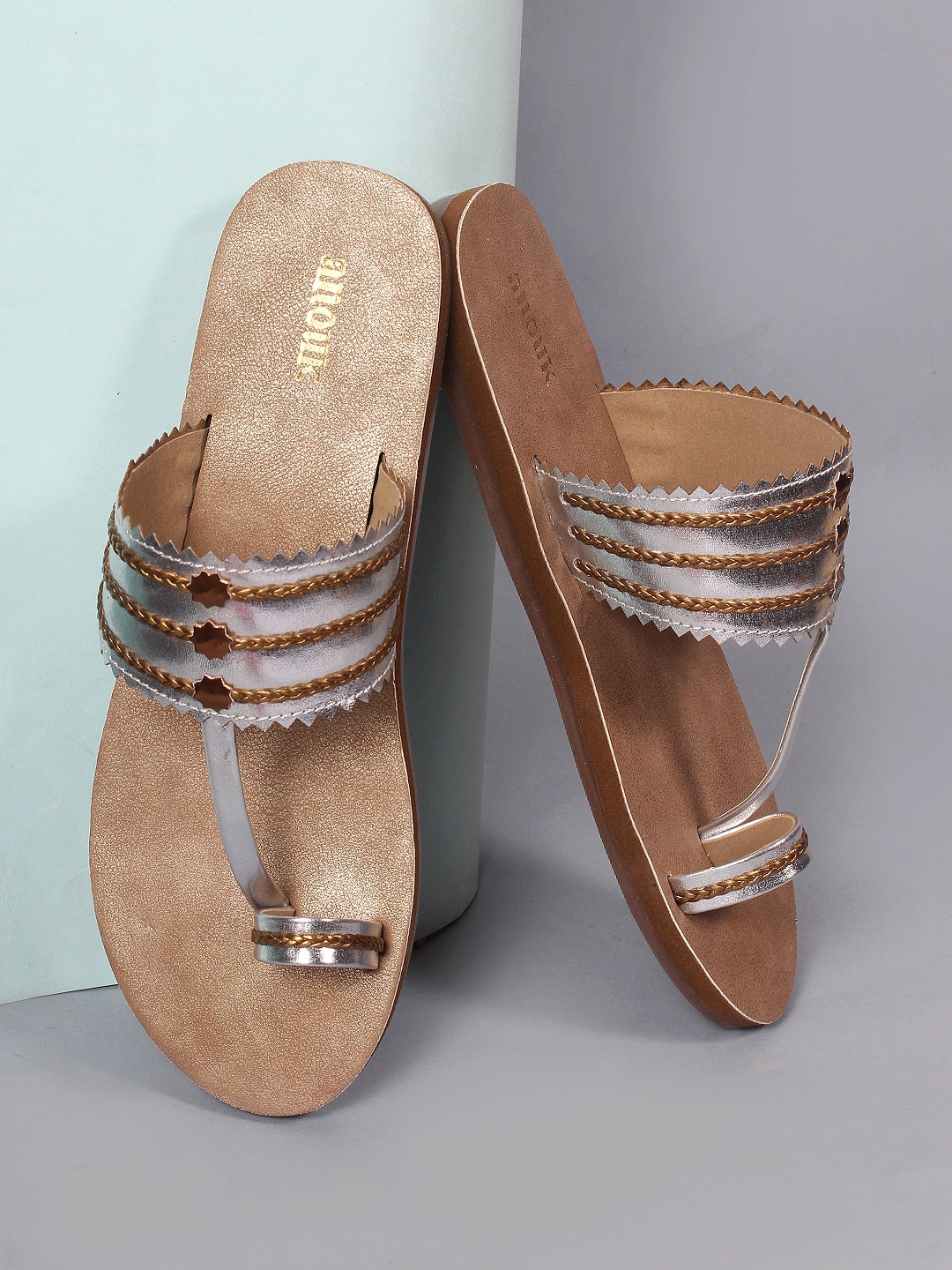 

Anouk Embellished One Toe Flats, Silver