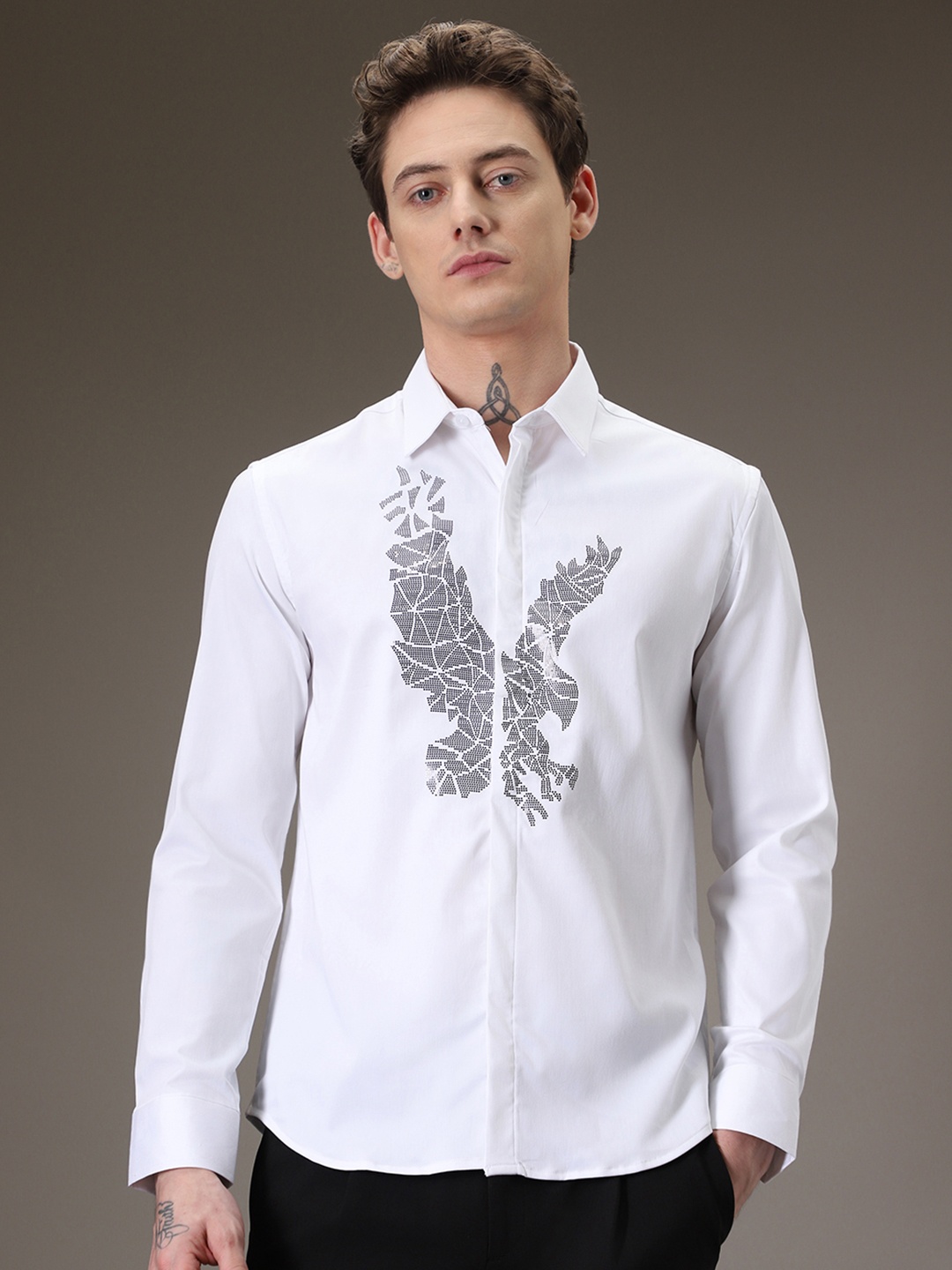 

Banana Club Premium Slim Fit Embellished Casual Shirt, White