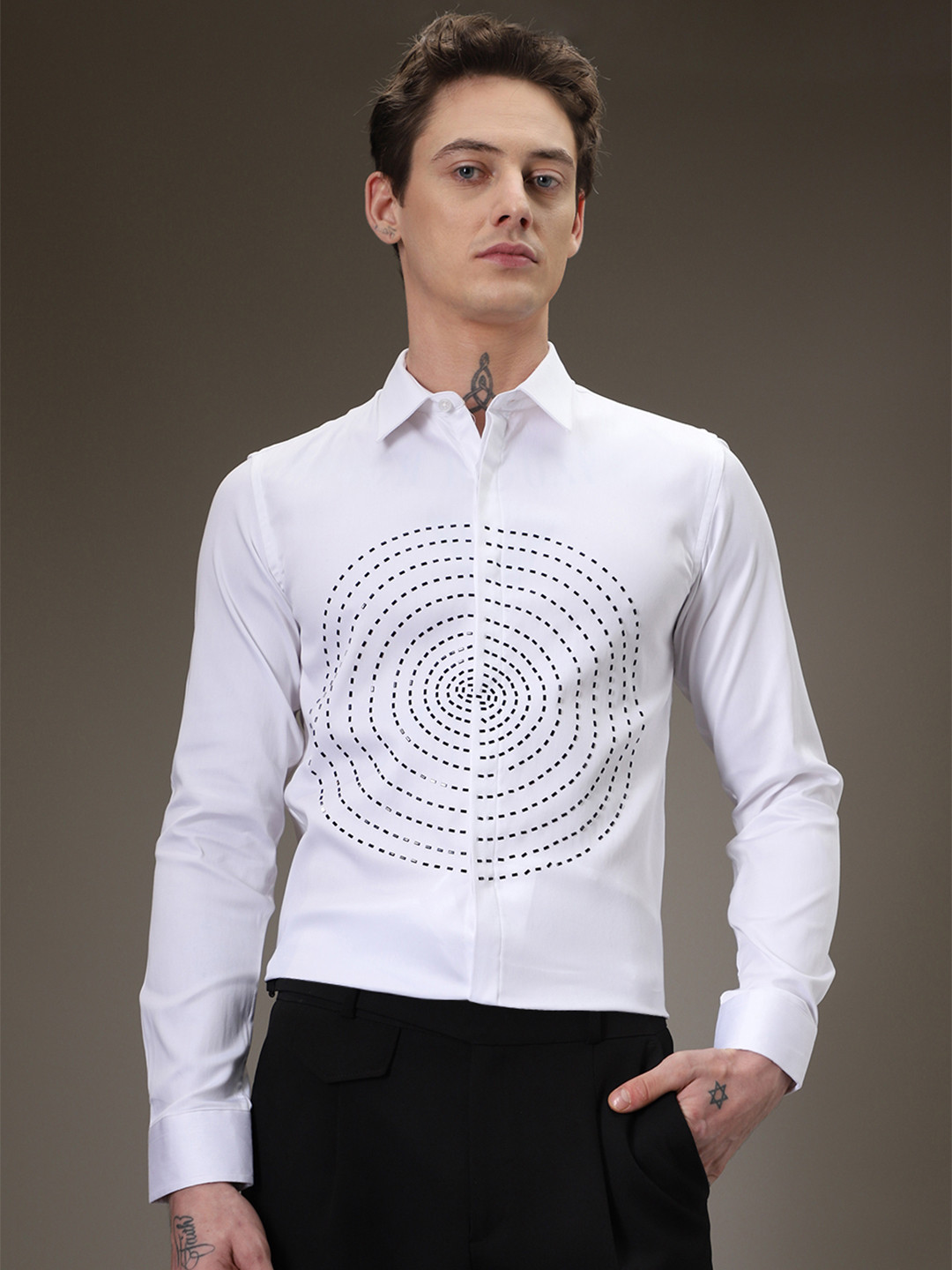 

Banana Club Premium Slim Fit Embellished Casual Shirt, White