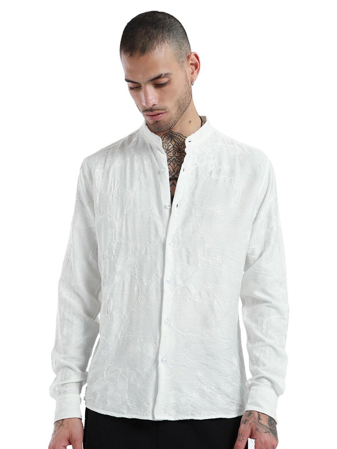 

Banana Club Premium Slim Fit Embroidered Casual Shirt, White