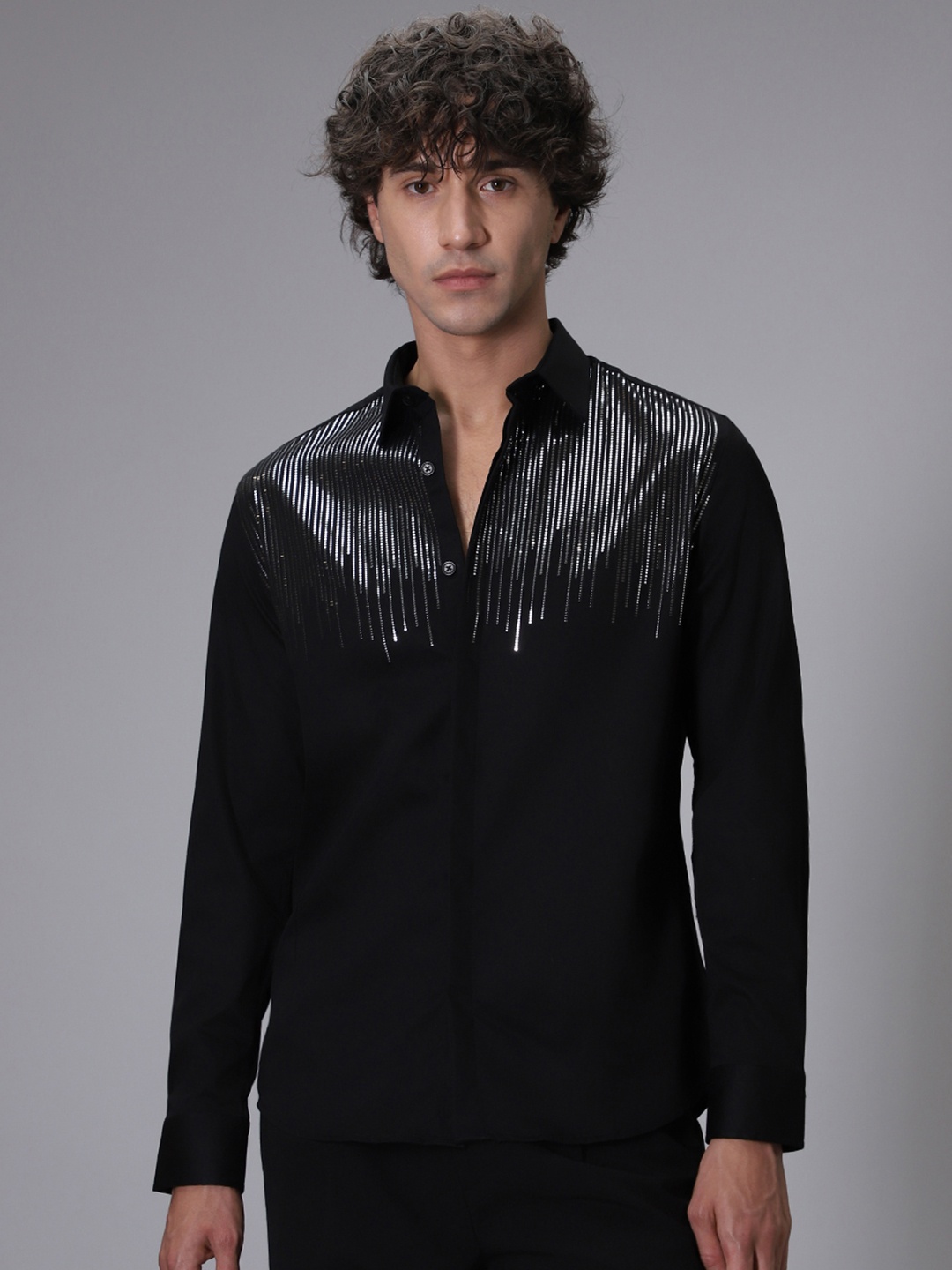 

Banana Club Premium Slim Fit Embellished Casual Shirt, Black