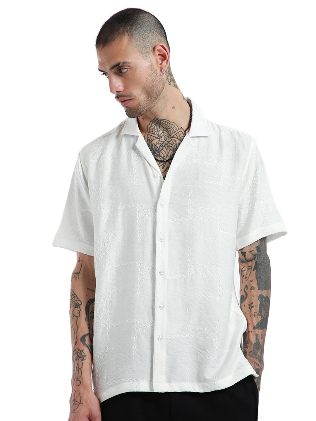 

Banana Club Premium Slim Fit Cuban Collar Casual Shirt, White