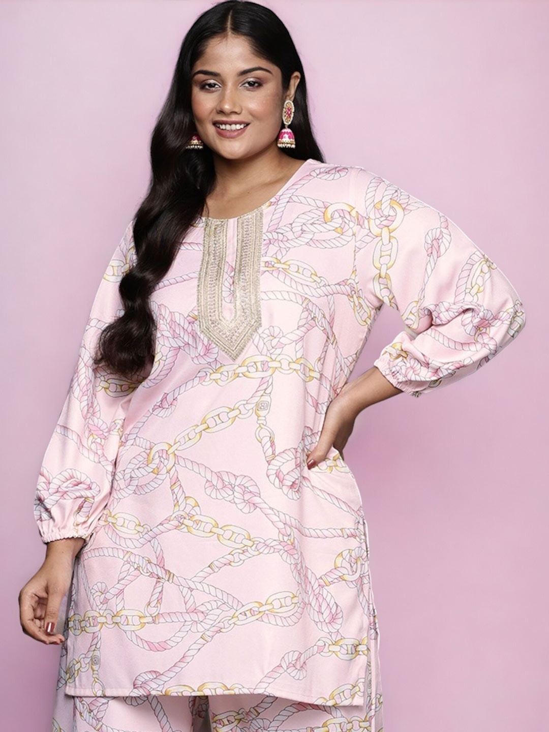 

A PLUS BY AHALYAA Plus Size Printed Kurti, Pink