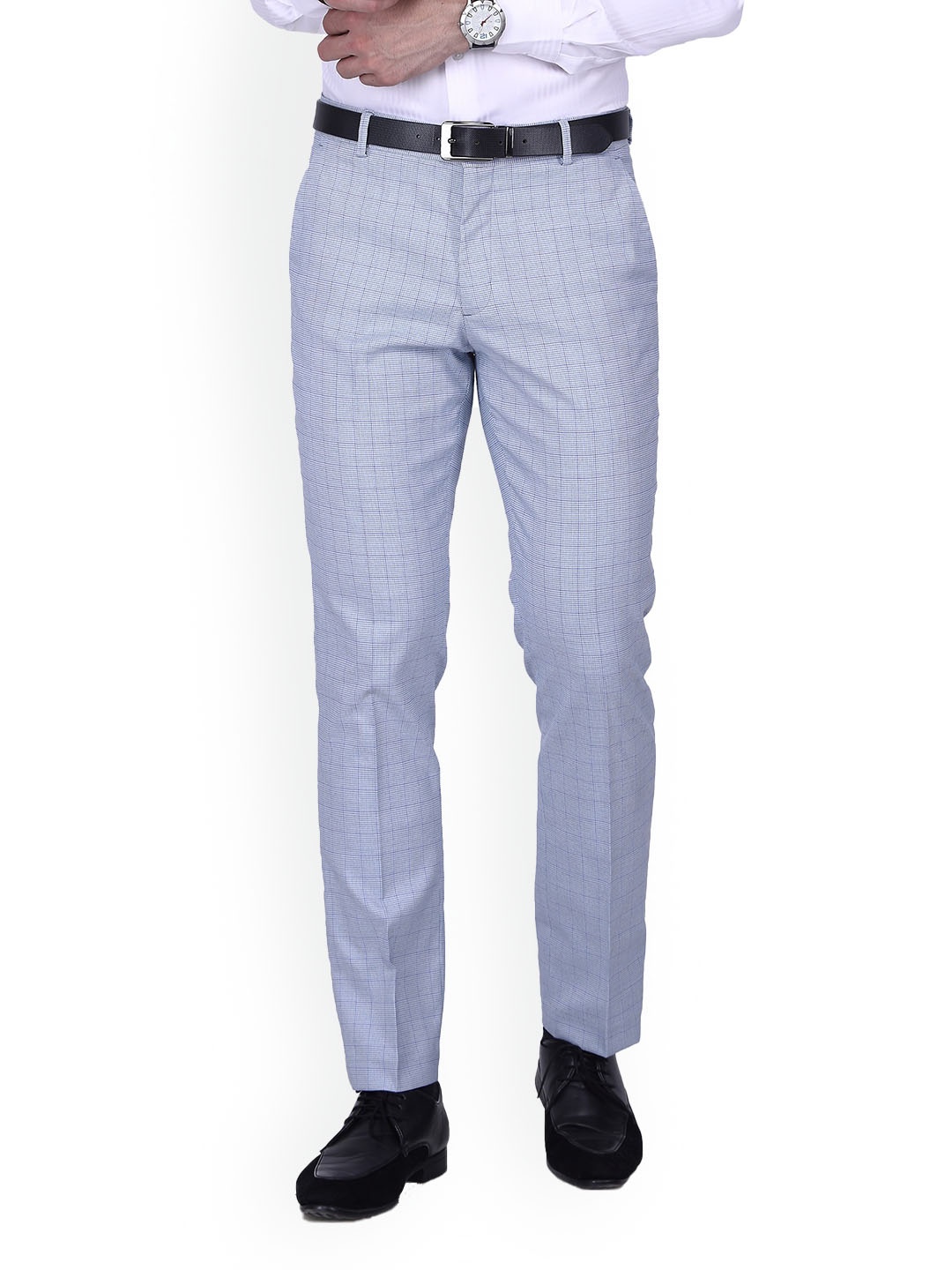 

Berkshire Men Smart Mid-Rise Slim Fit Easy Wash Formal Trousers, Blue