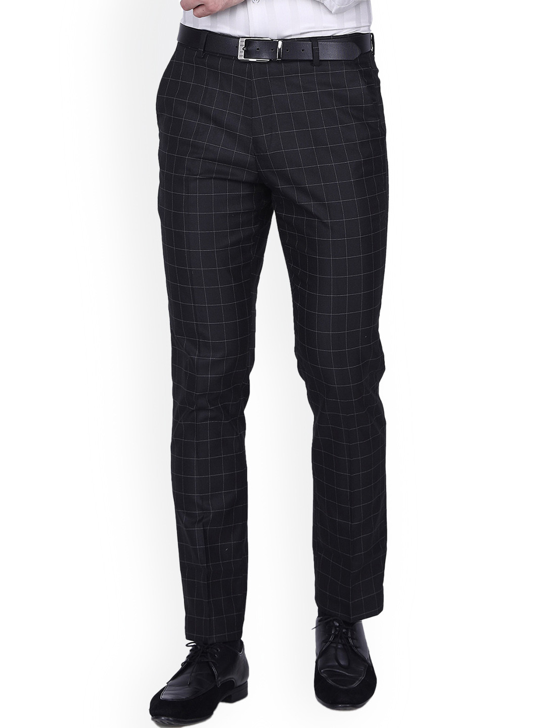 

Berkshire Men Checked Smart Slim Fit Easy Wash Trousers, Black