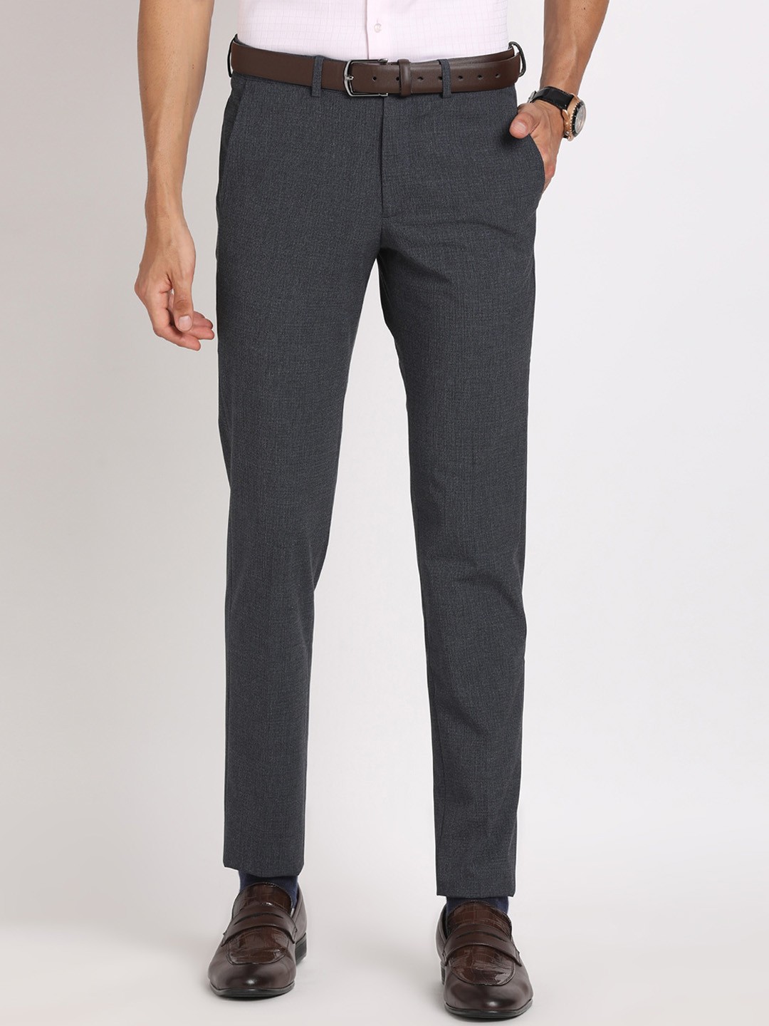 

Turtle Textured Classic Tapered Fit Formal Trouser, Grey