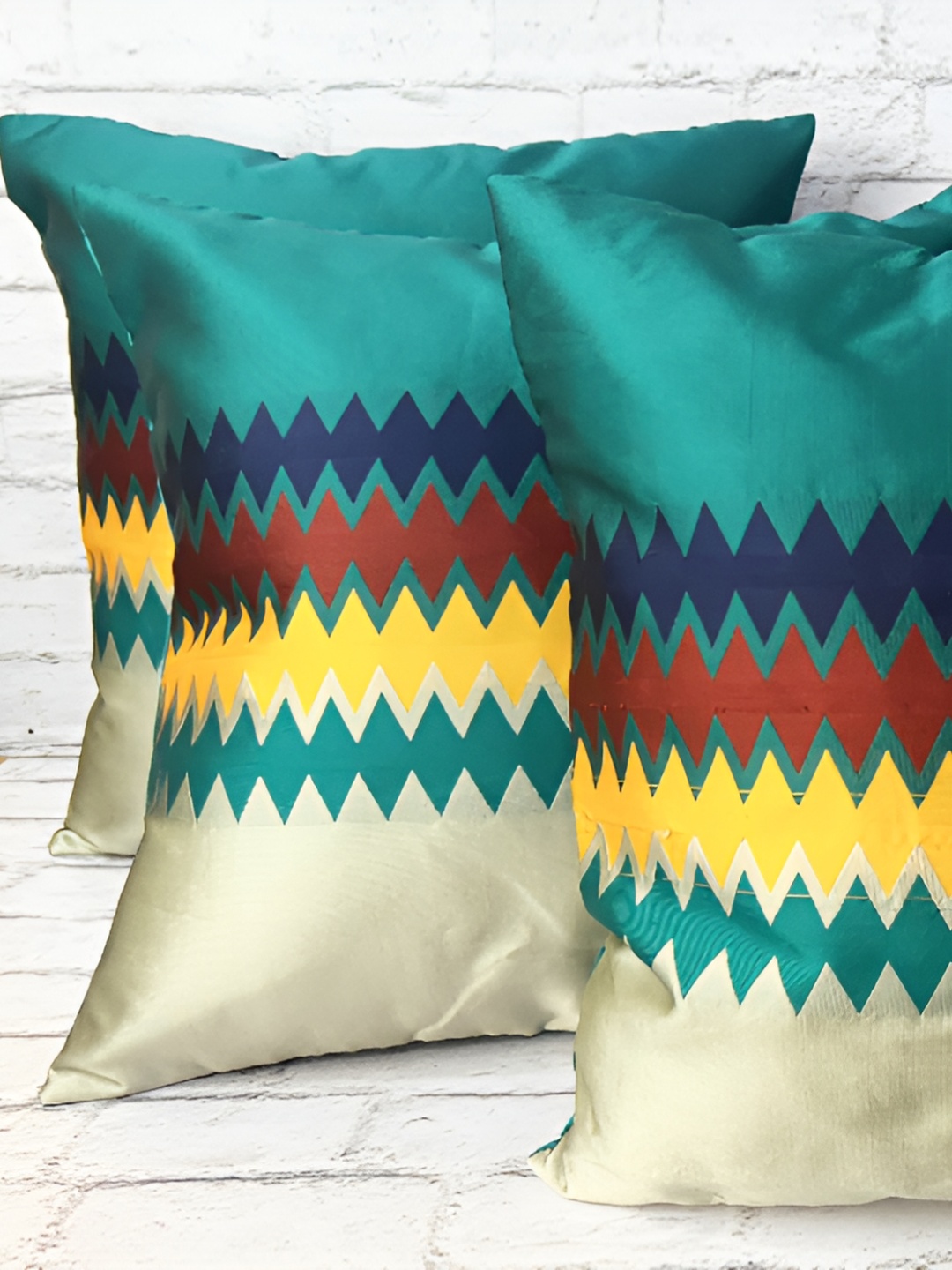 

Pink Parrot Green & Yellow Set of 5 Striped Square Cushion Covers