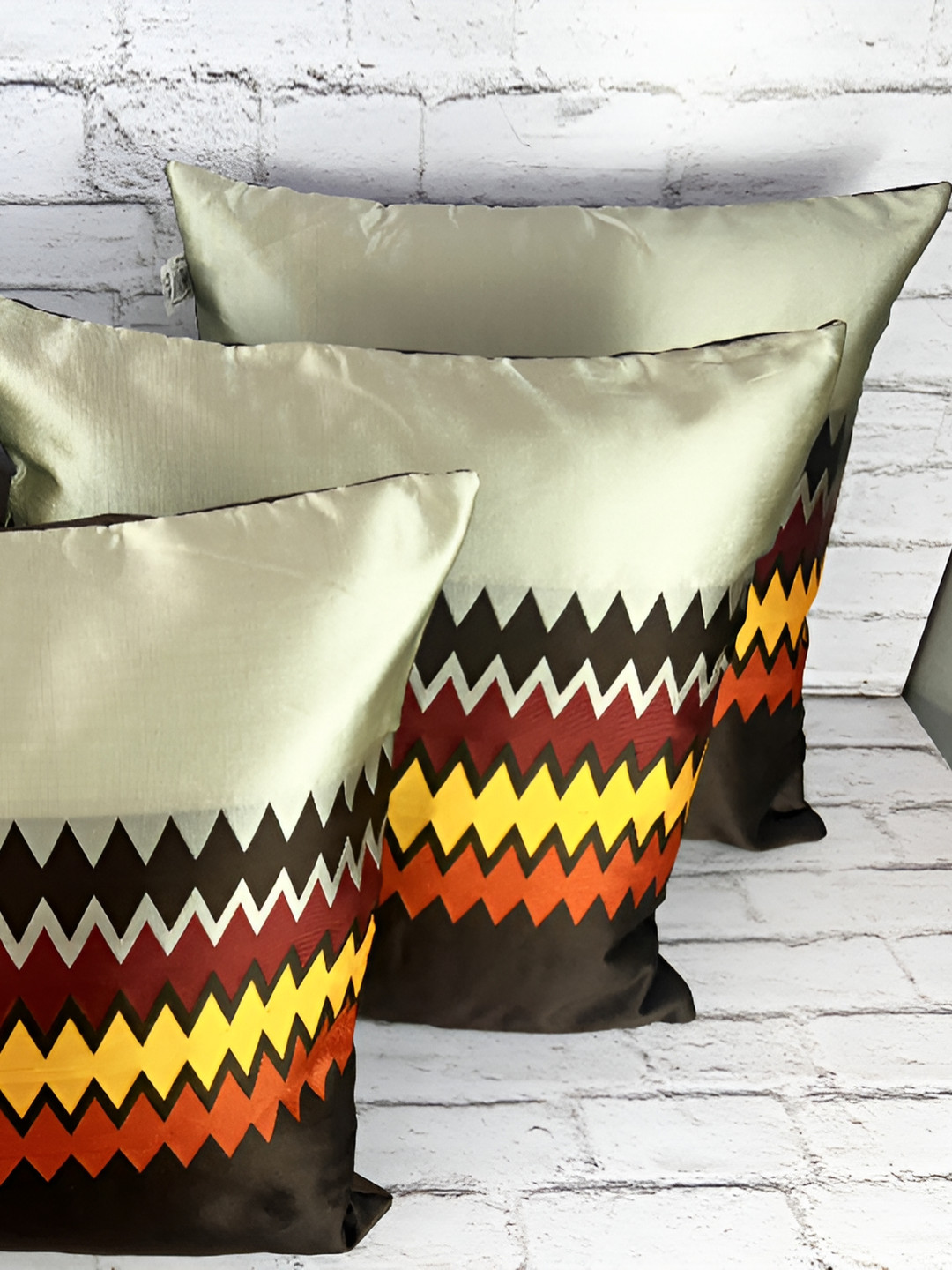 

Pink Parrot Brown & Yellow Set of 5 Striped Square Cushion Covers