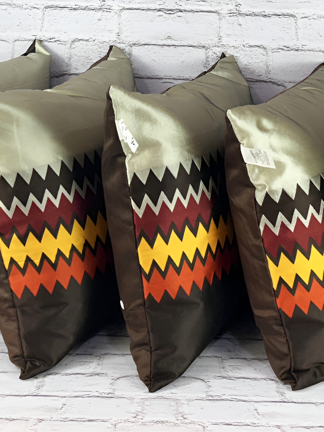 

Pink Parrot Brown & Yellow Set of 5 Striped Square Cushion Covers