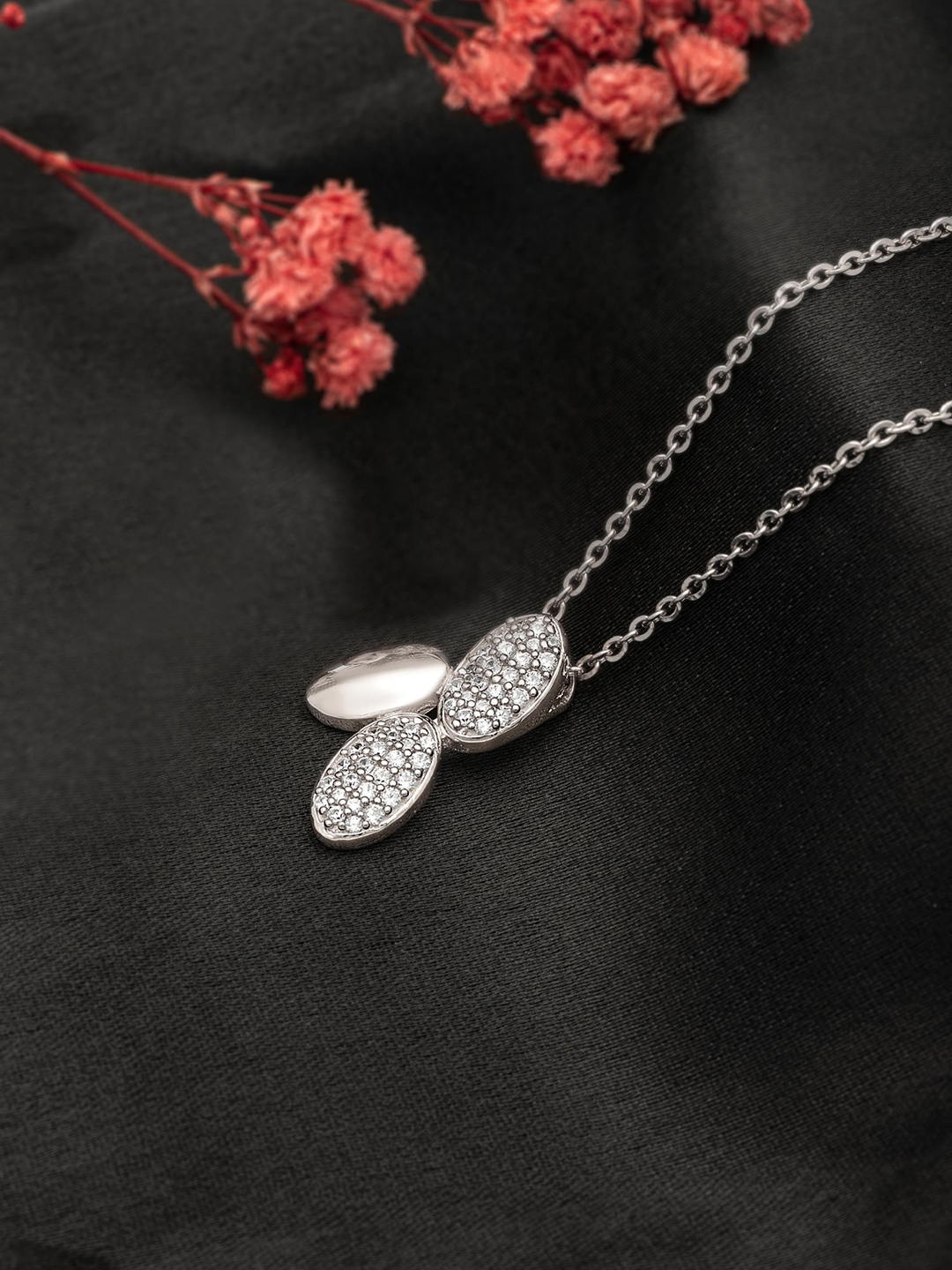 

SILBERRY Rhodium-Plated Contemporary Pendants with Chains, Silver