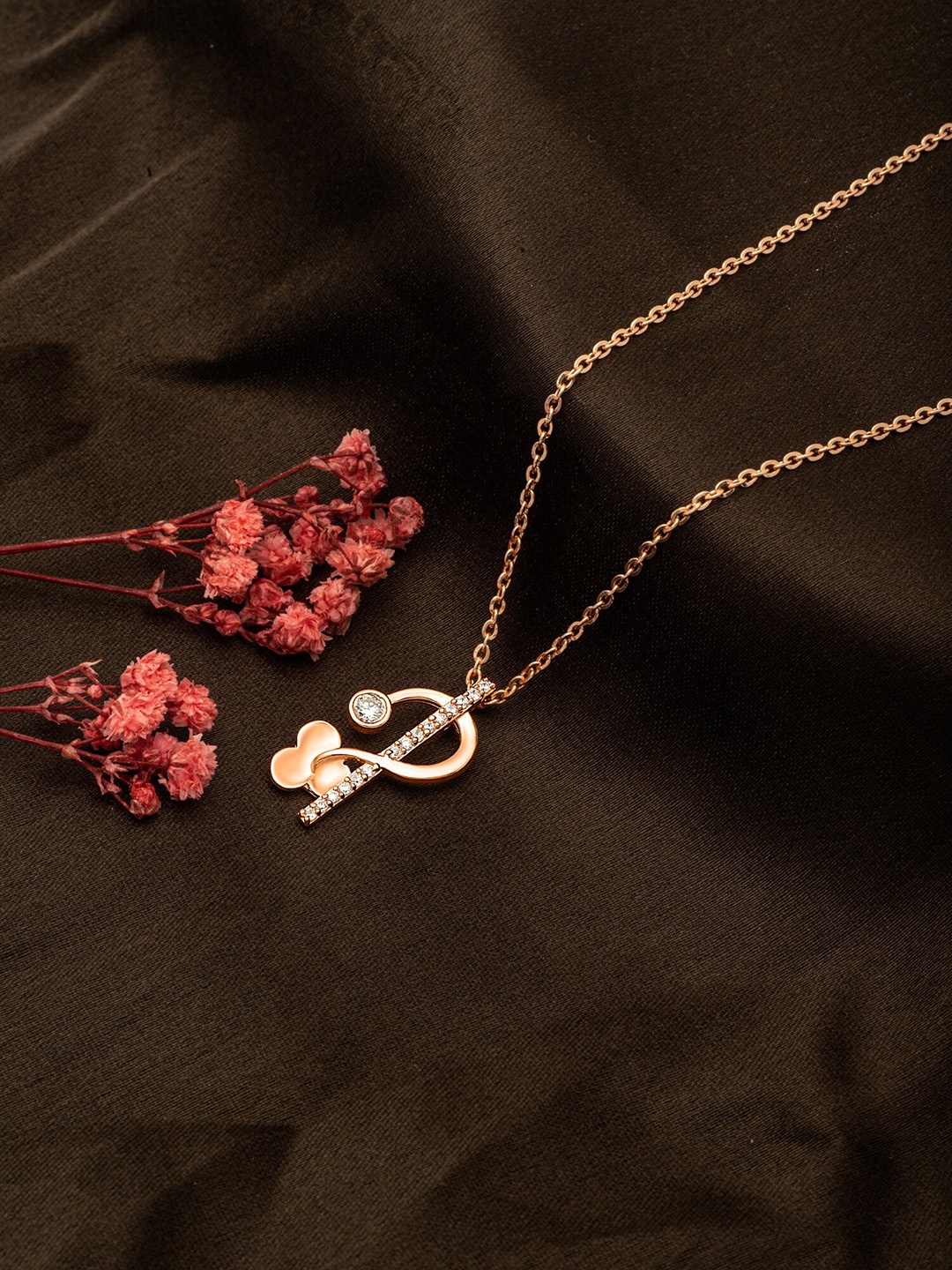 

SILBERRY Rose Gold-Plated Contemporary Pendants with Chains