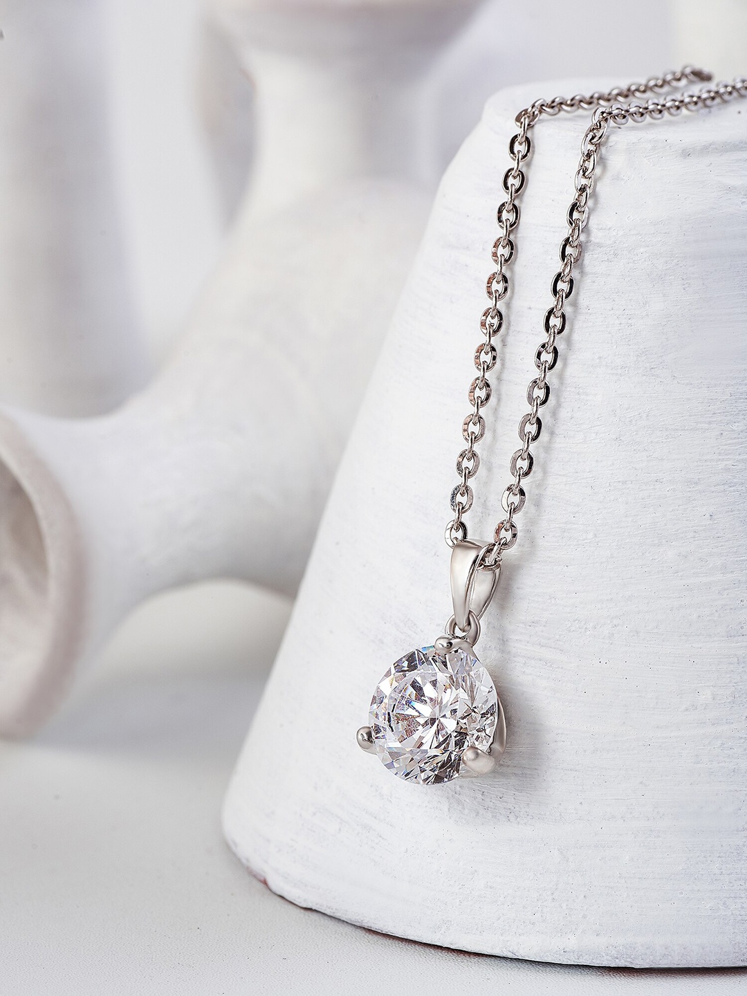 

SILBERRY Silver-Plated Diamond Shaped Pendants with Chains