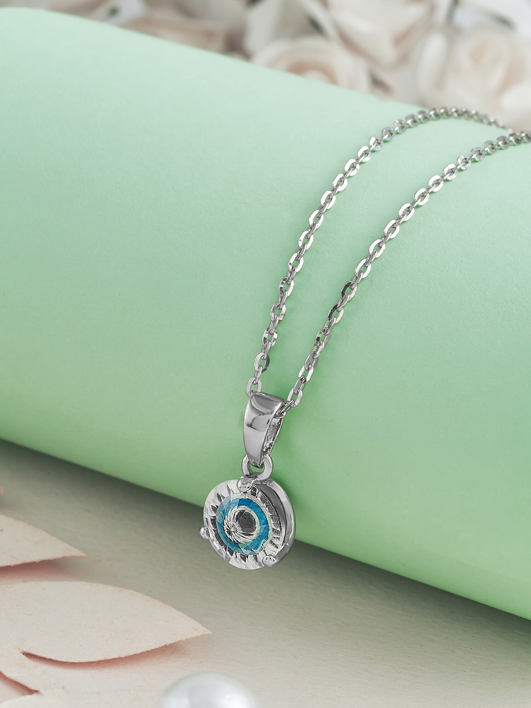 

SILBERRY Rhodium-Plated Contemporary Pendants with Chains, Silver