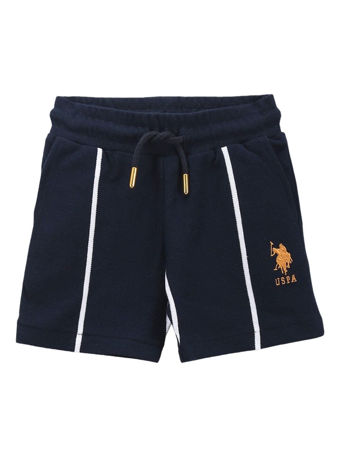 

U.S. Polo Assn. Kids Boys Striped Mid-Rise Shorts, Navy blue