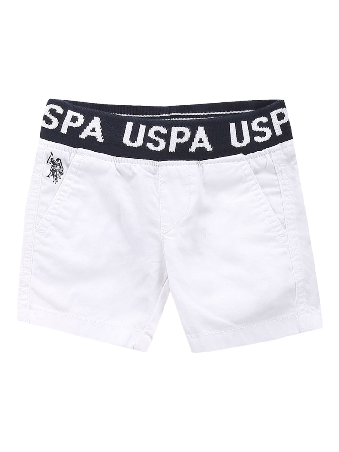 

U.S. Polo Assn. Kids Colourblocked Cotton Regular Shorts, White