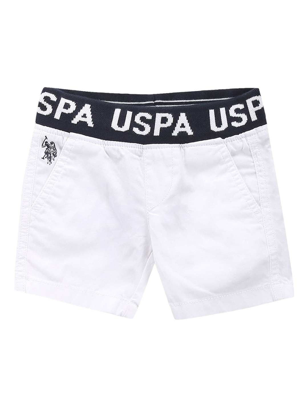 

U.S. Polo Assn. Kids Colourblocked Cotton Regular Shorts, White