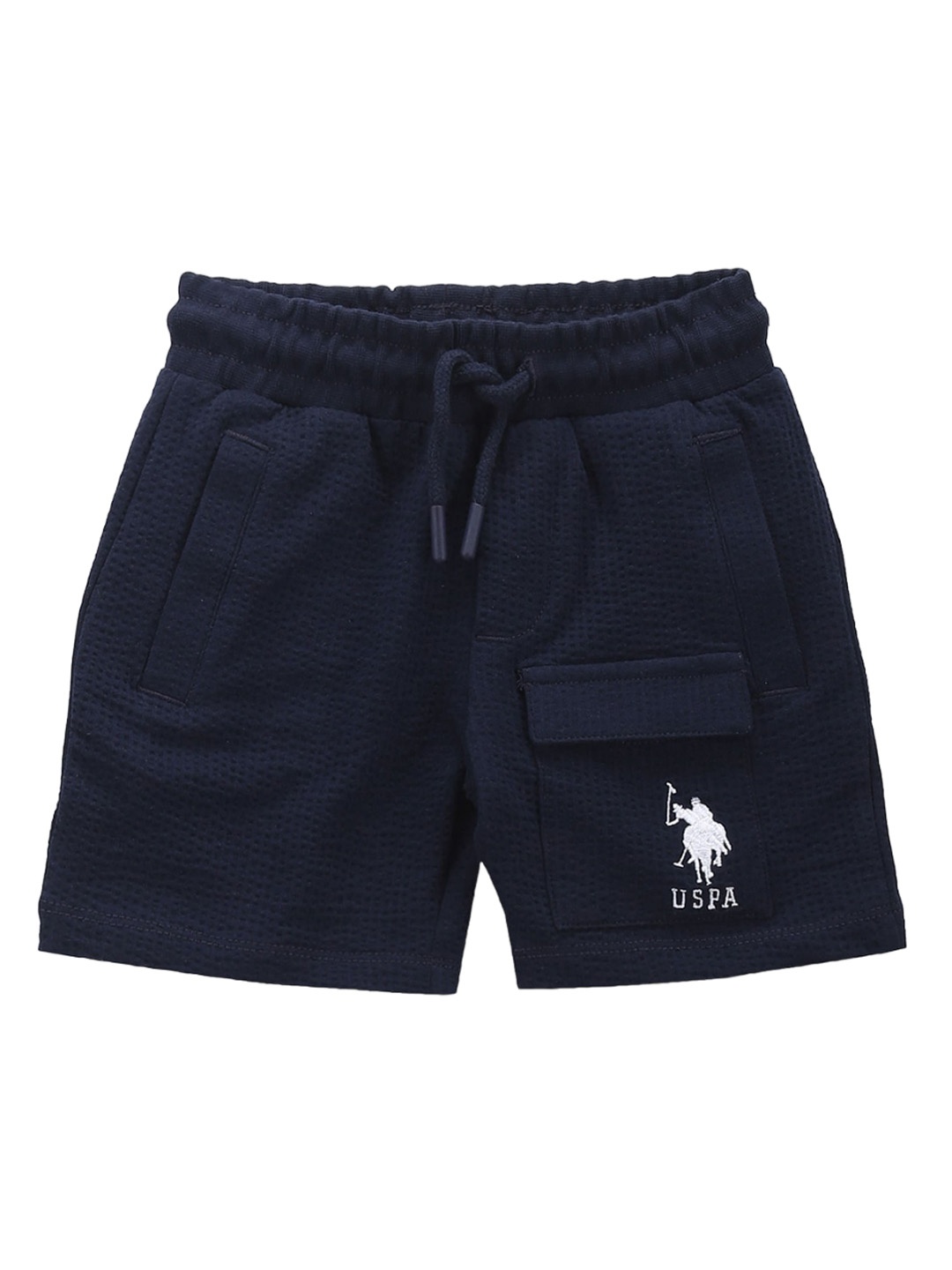 

U.S. Polo Assn. Kids Boys Textured Regular Fit Cotton Shorts, Blue
