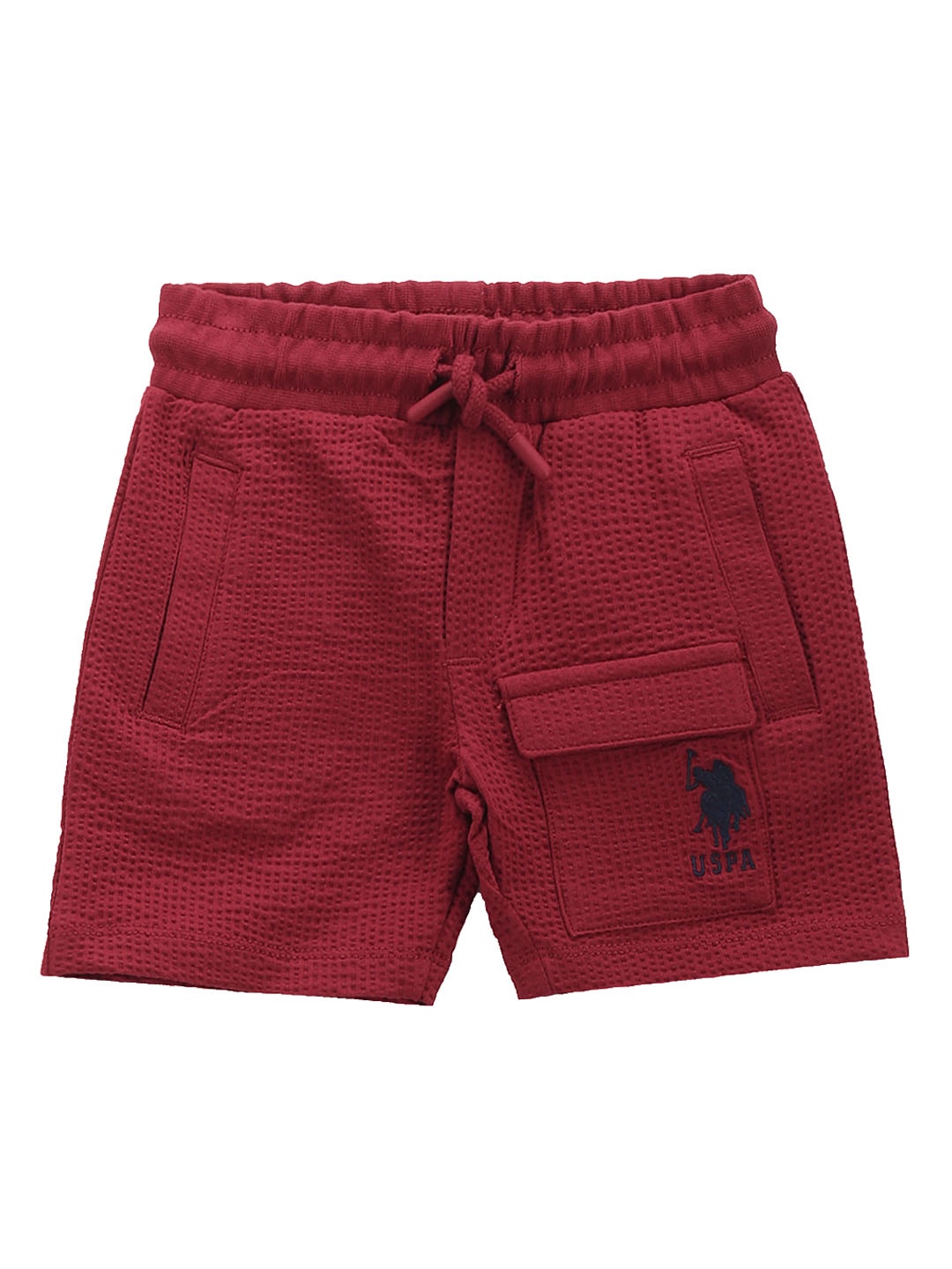 

U.S. Polo Assn. Kids Boys Mid-Rise Self Design Shorts, Red