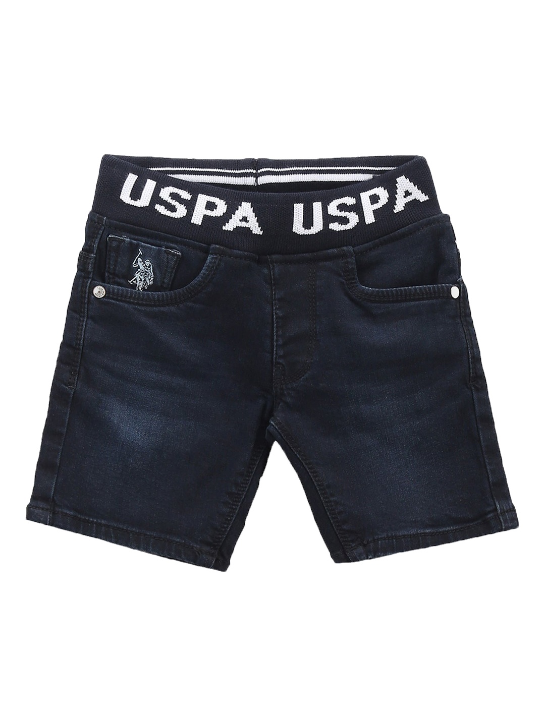 

U.S. Polo Assn. Kids Boys Mid-Rise Pure Cotton Denim Shorts, Blue