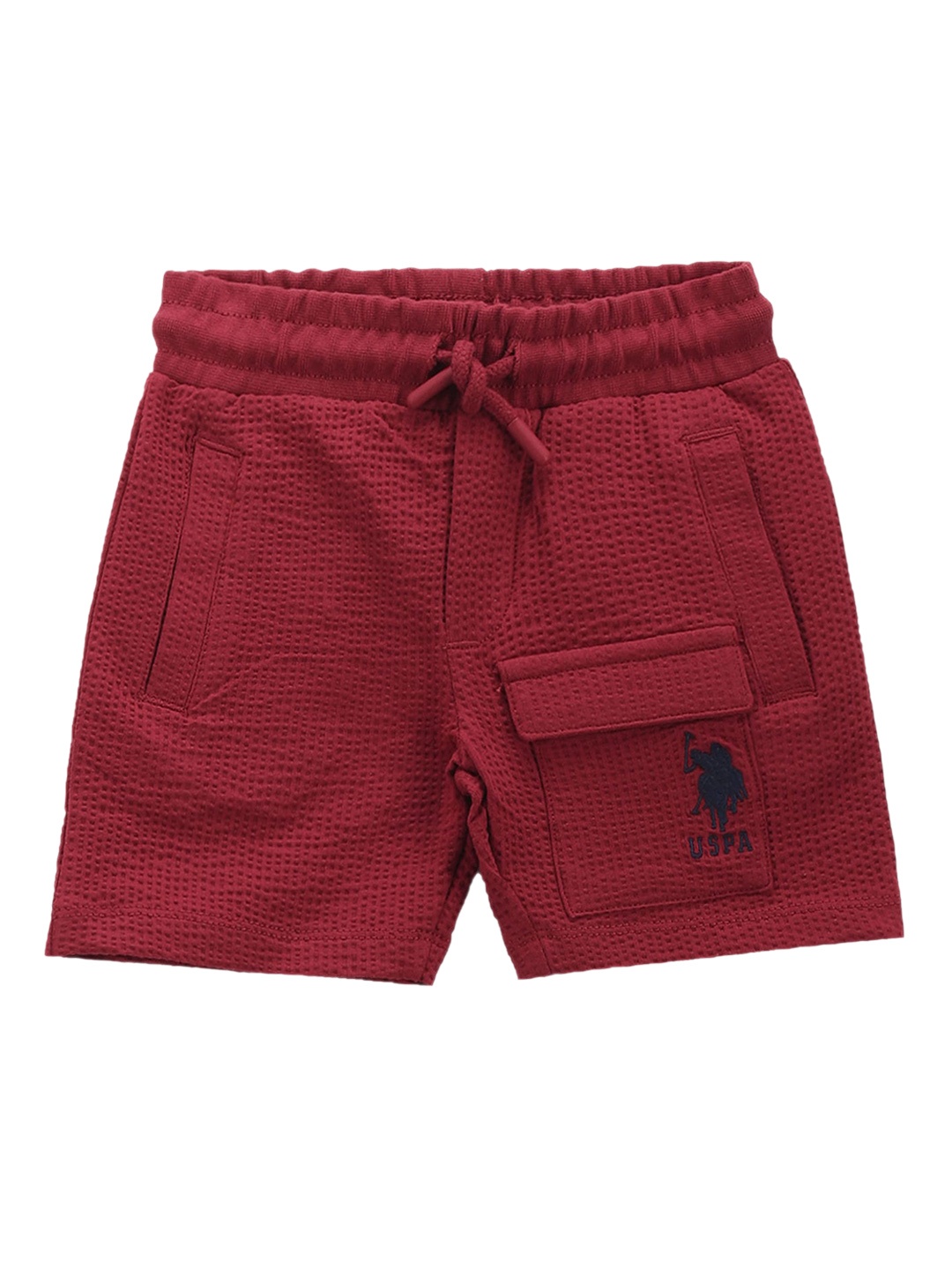 

U.S. Polo Assn. Kids Boys Mid-Rise Self Design Shorts, Red