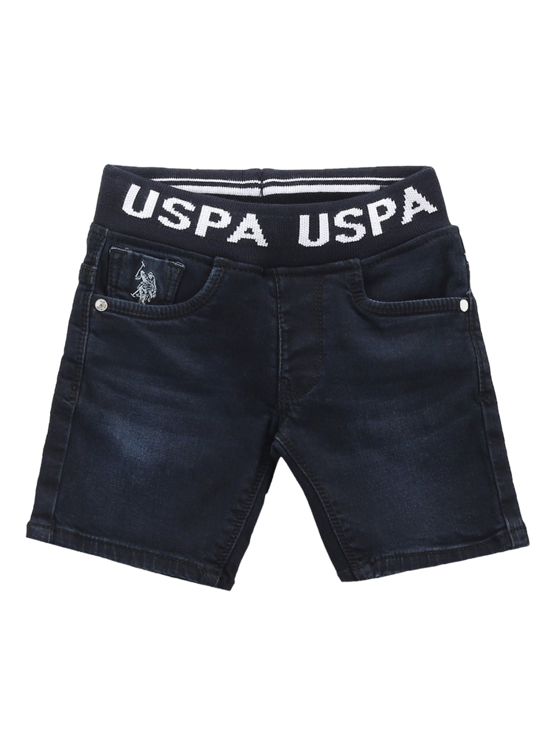 

U.S. Polo Assn. Kids Boys Mid-Rise Pure Cotton Denim Shorts, Blue